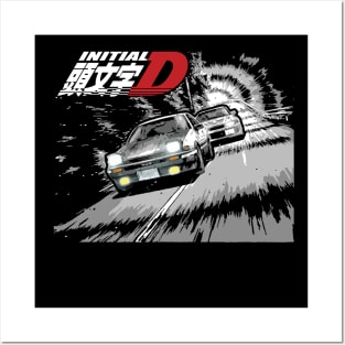 AE86 Corolla vs evo 5 Tandem mountain  Drifting Racing Posters and Art